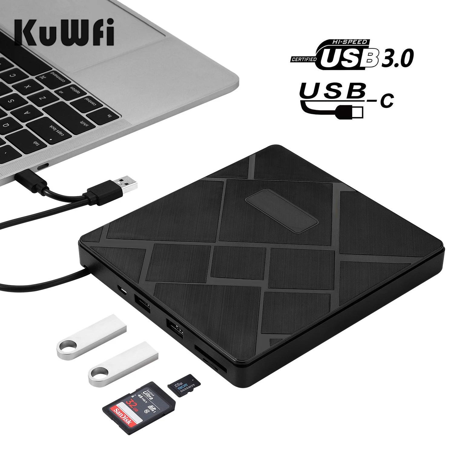 KuWFi   ̺ CD/DVD ÷̾, TF/SD ī , Mac Ʈ  PC, USB 3.0 + CŸ DVD , DVD RW CD 